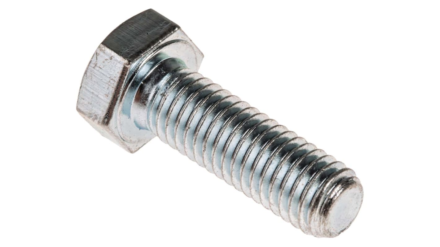 Śruba z łbem sześciokątnym gwint M8 25.0mm skok 1.25mm Stalowe Sześciokątny Powlekane jasnym cynkiem RS PRO