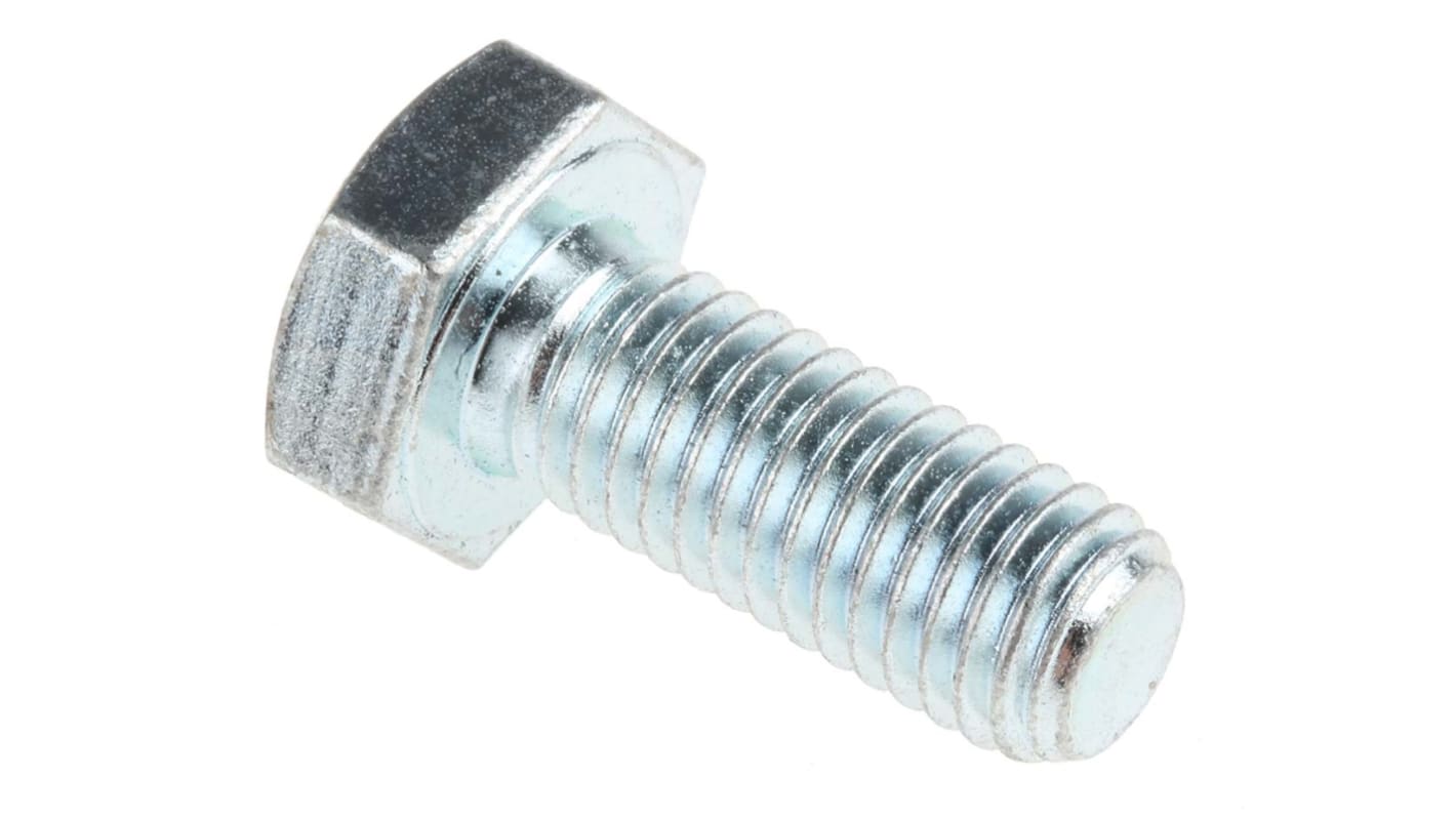 RS PRO Bright Zinc Plated Steel, Hex Bolt, M10 x 25mm