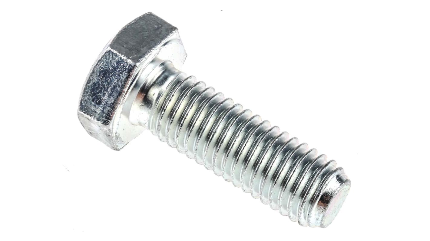 RS PRO Bright Zinc Plated Steel, Hex Bolt, M10 x 30.0mm