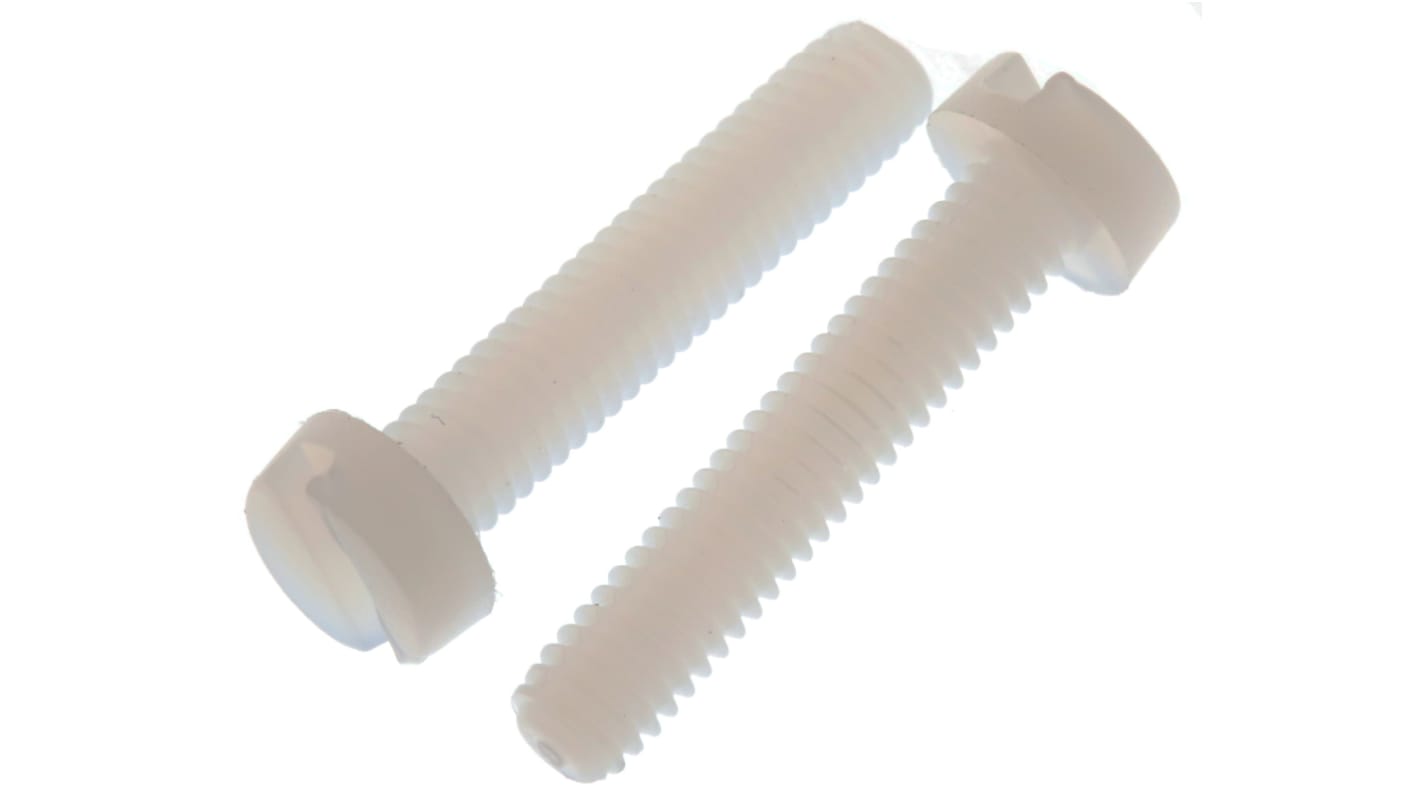 RS PRO Slot M4 Cheese Head Nylon Machine Screws x 20mm