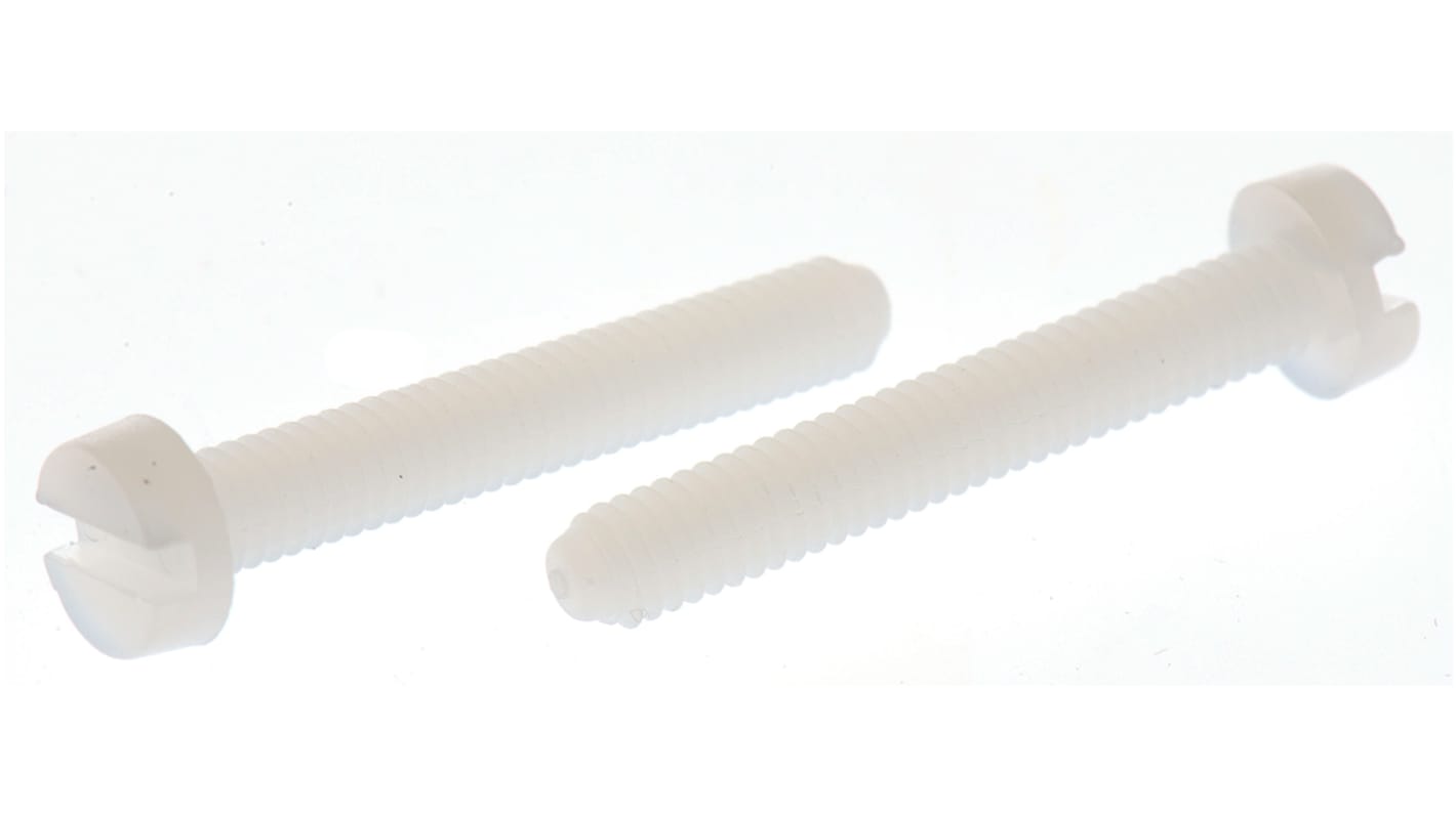 RS PRO Slot Cheese Head Nylon Machine Screws, M4x25mm