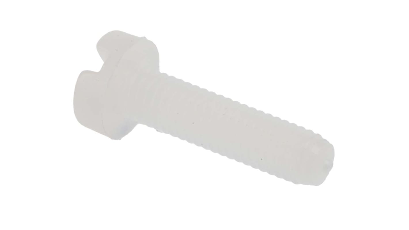 RS PRO Slot Cheese Head Nylon Machine Screws, M3x12mm
