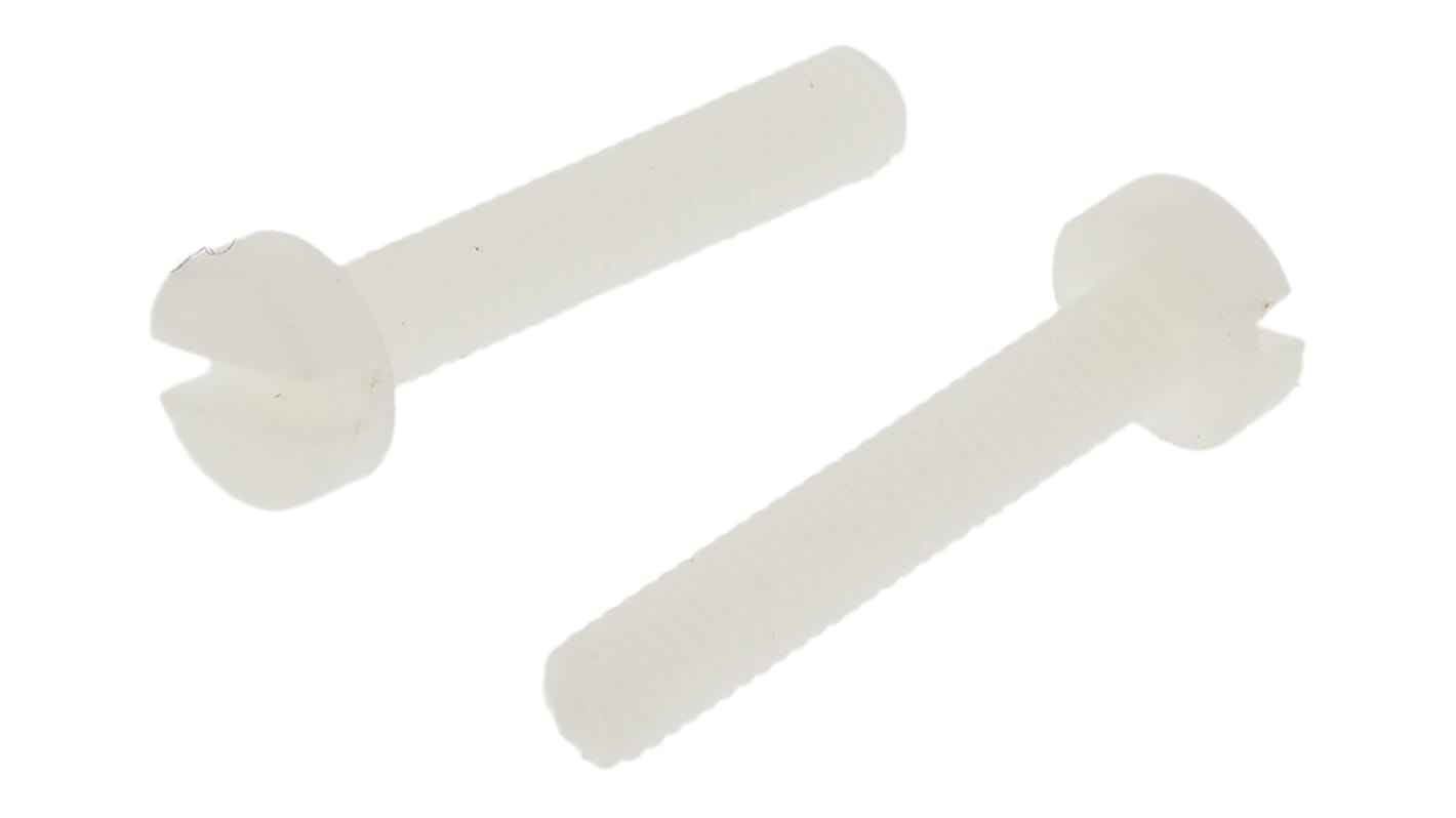 RS PRO Slot M3  Cheese Head Nylon Machine Screws x 16mm