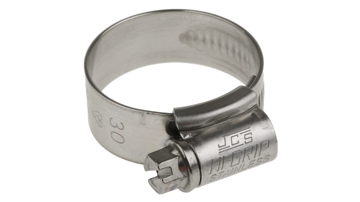 HI-GRIP 不锈钢卡箍, 22 → 30mm内径, 带宽13mm, 蜗杆传动