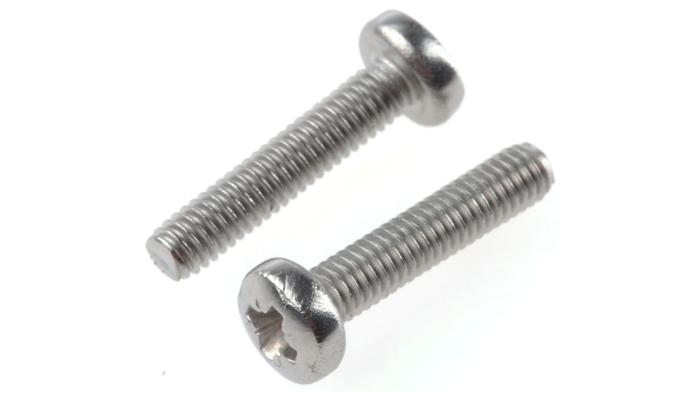 RS PRO Pozi Pan A2 304 Stainless Steel Machine Screws DIN 7985 x 12.0mm