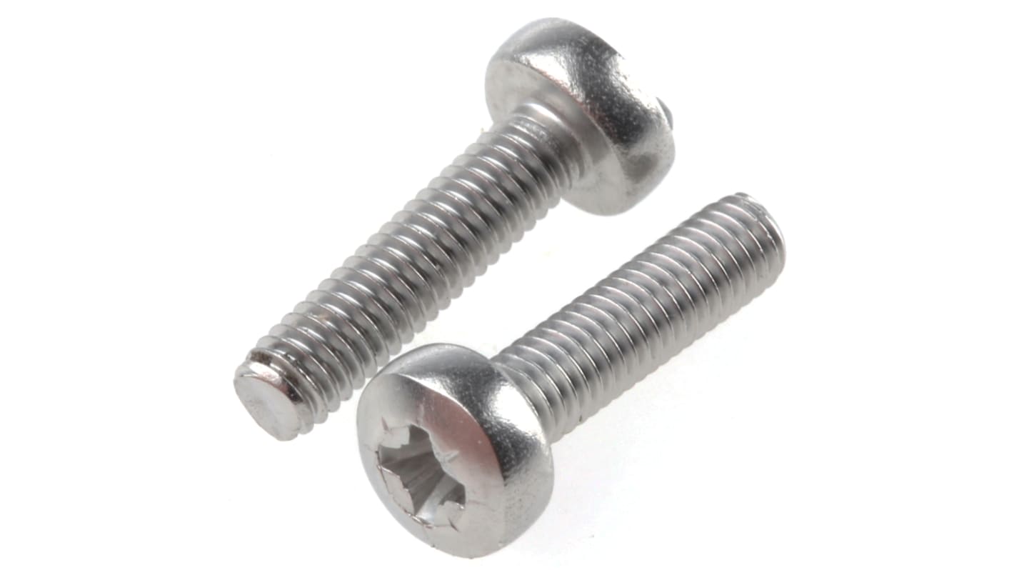 RS PRO Pozi Pan A2 304 Stainless Steel Machine Screws DIN 7985, M3x12.0mm