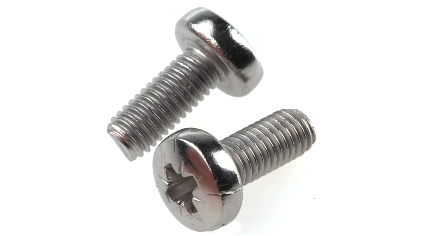 RS PRO Pozi Pan A2 304 Stainless Steel Machine Screws DIN 7985, M5x12mm