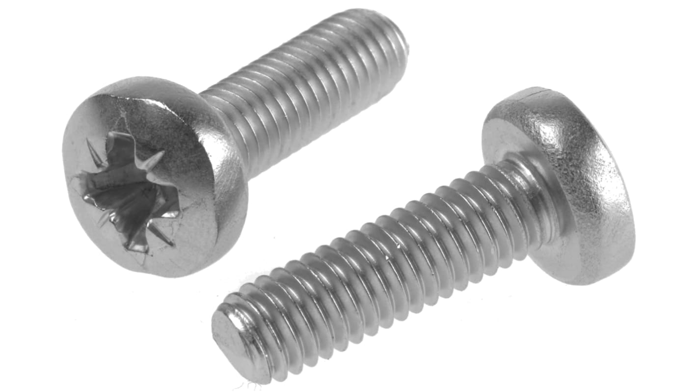 RS PRO Pozi Pan A2 304 Stainless Steel Machine Screws DIN 7985, M6x20.0mm