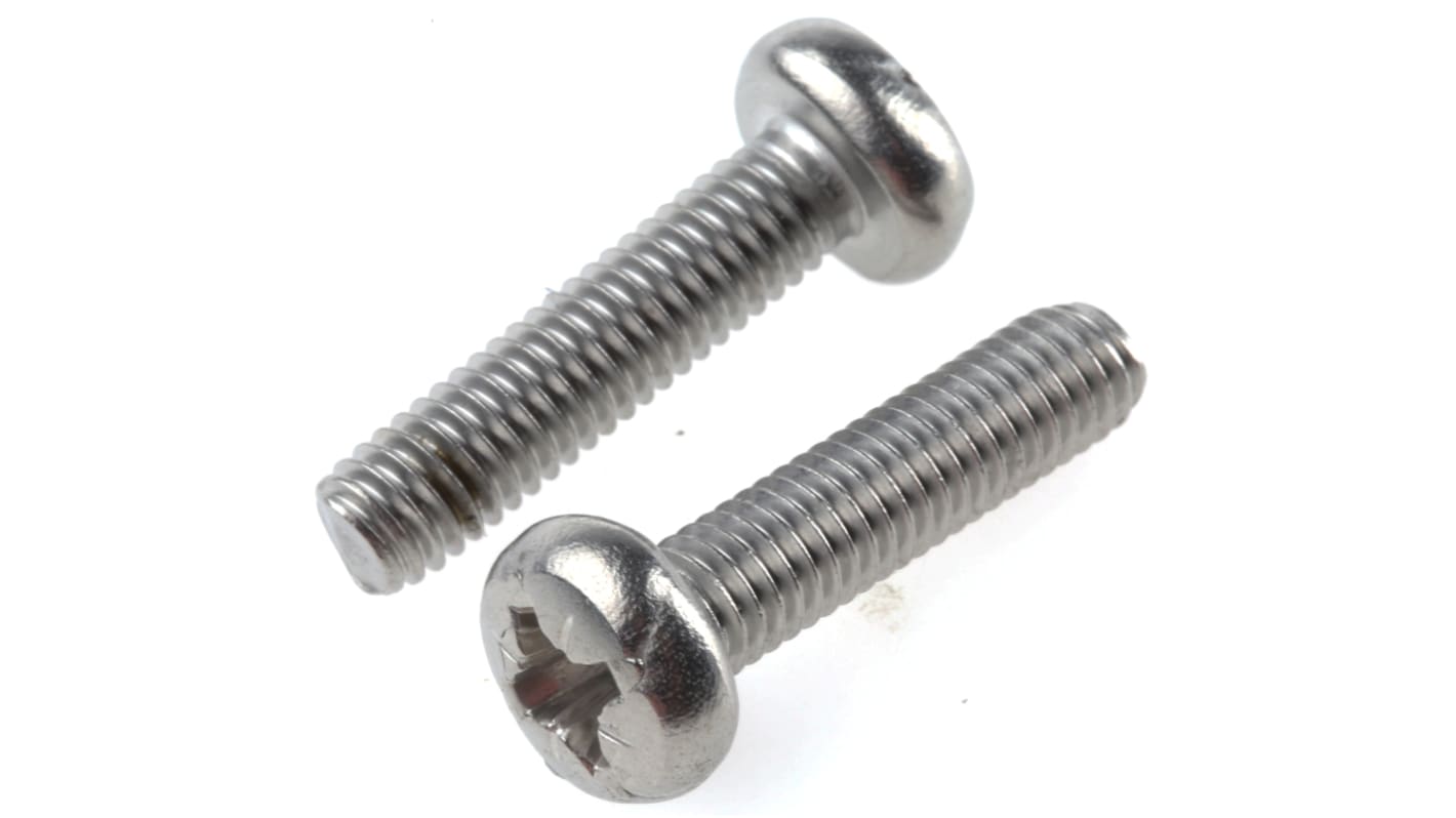 RS PRO Pozi Pan A2 304 Stainless Steel Machine Screws DIN 7985 x 25.0mm