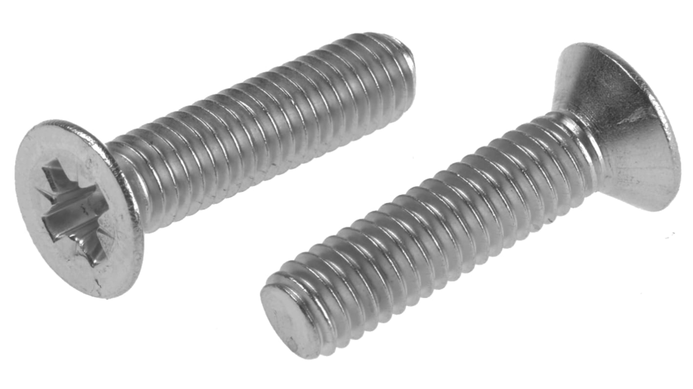 RS PRO Senkkopf Pozi Schrauben A2, M6 x 25mm Edelstahl