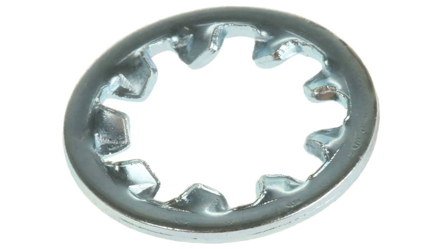 Bright Zinc Plated Steel Internal Tooth Shakeproof Washer, M8