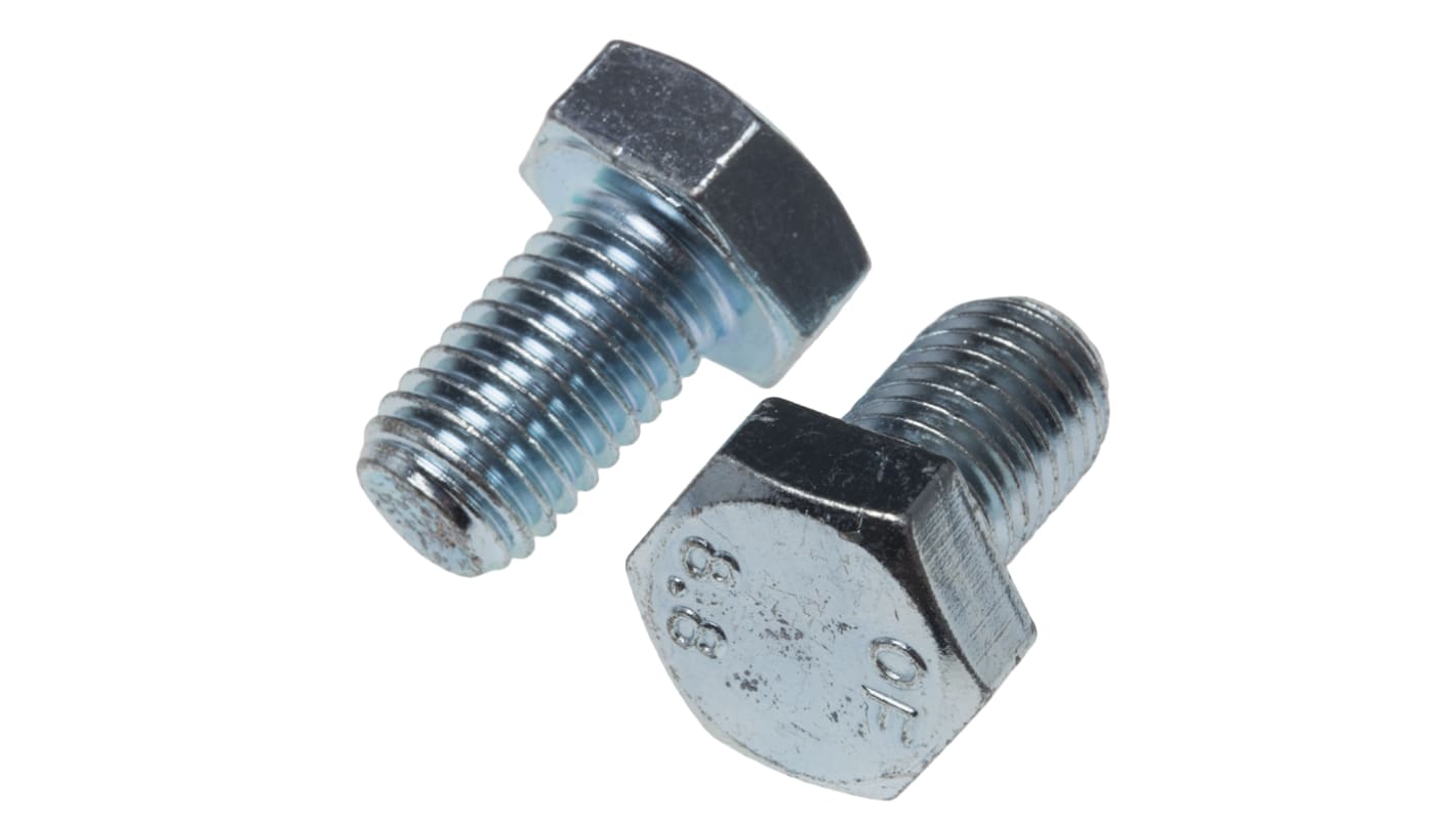 Śruba z łbem sześciokątnym gwint M12 20.0mm skok 1.75mm Stalowe Sześciokątny Powlekane jasnym cynkiem RS PRO