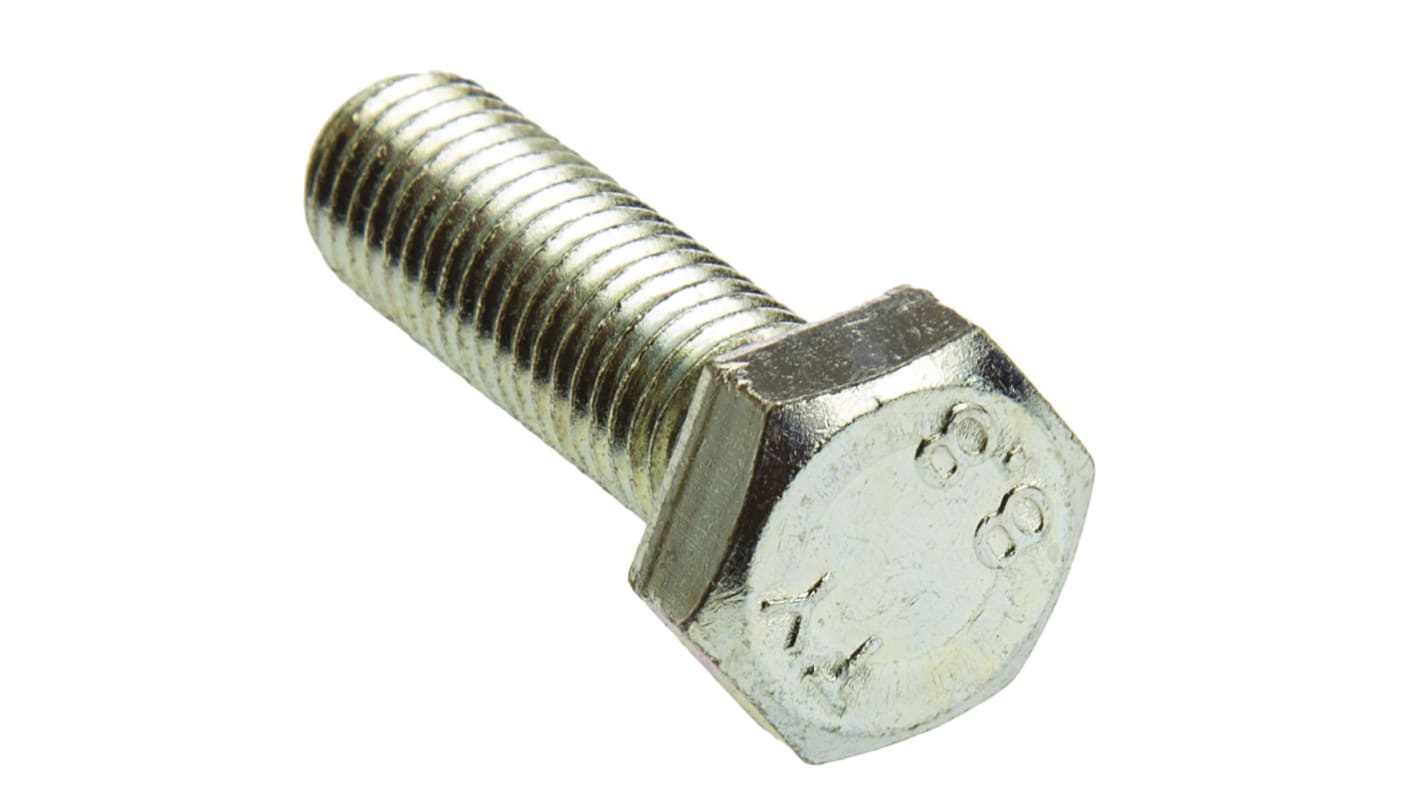 Śruba z łbem sześciokątnym gwint M12 40.0mm skok 1.75mm Stalowe Sześciokątny Powlekane jasnym cynkiem RS PRO