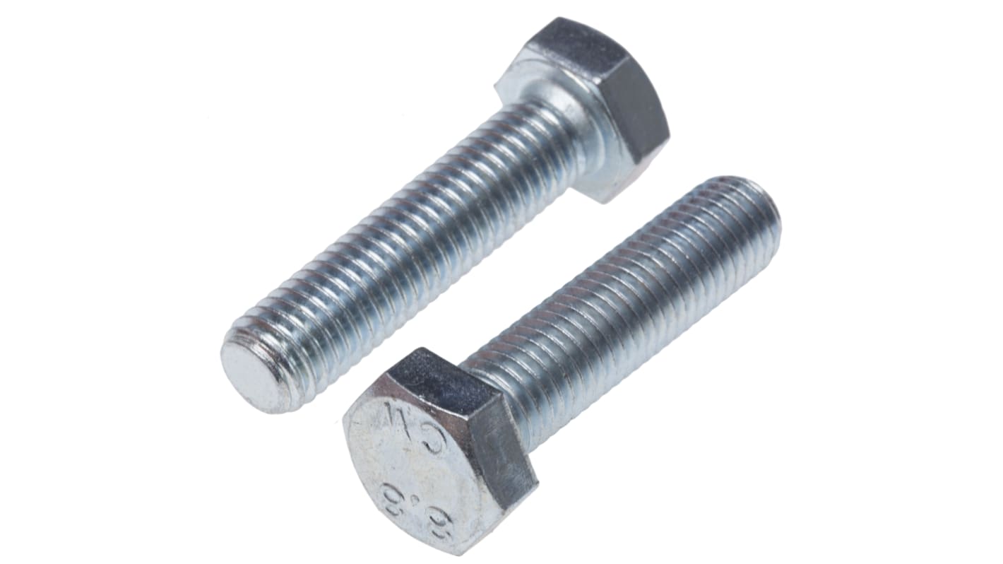 RS PRO Bright Zinc Plated Steel, Hex Bolt, M12 x 60.0mm