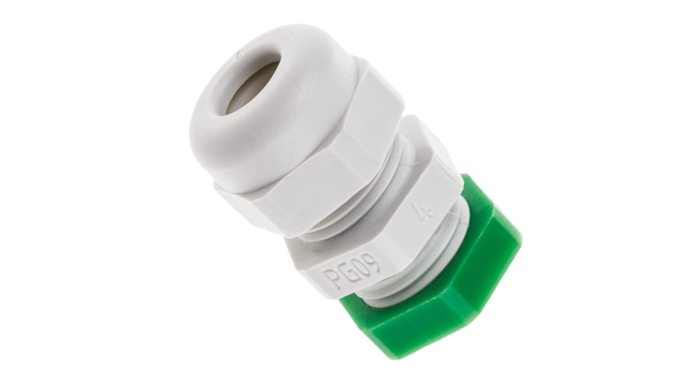 SIB WADI-TEC Series Grey PA 6 Cable Gland, PG9 Thread, 4.5mm min., 8mm max., IP68