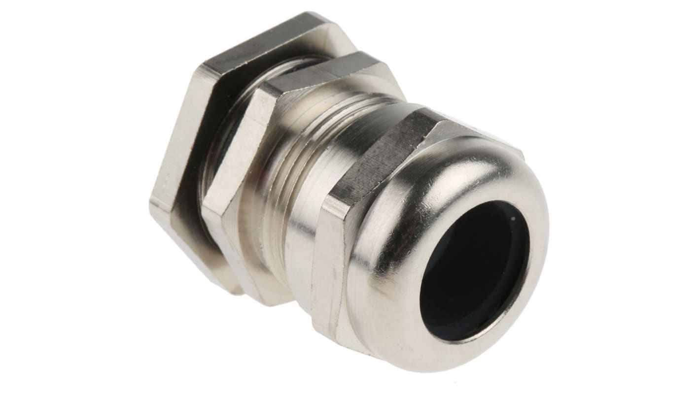 SIB SIB-TEC Series Metallic Nickel Plated Brass Cable Gland, M25 Thread, 8mm min., 16mm max., IP68