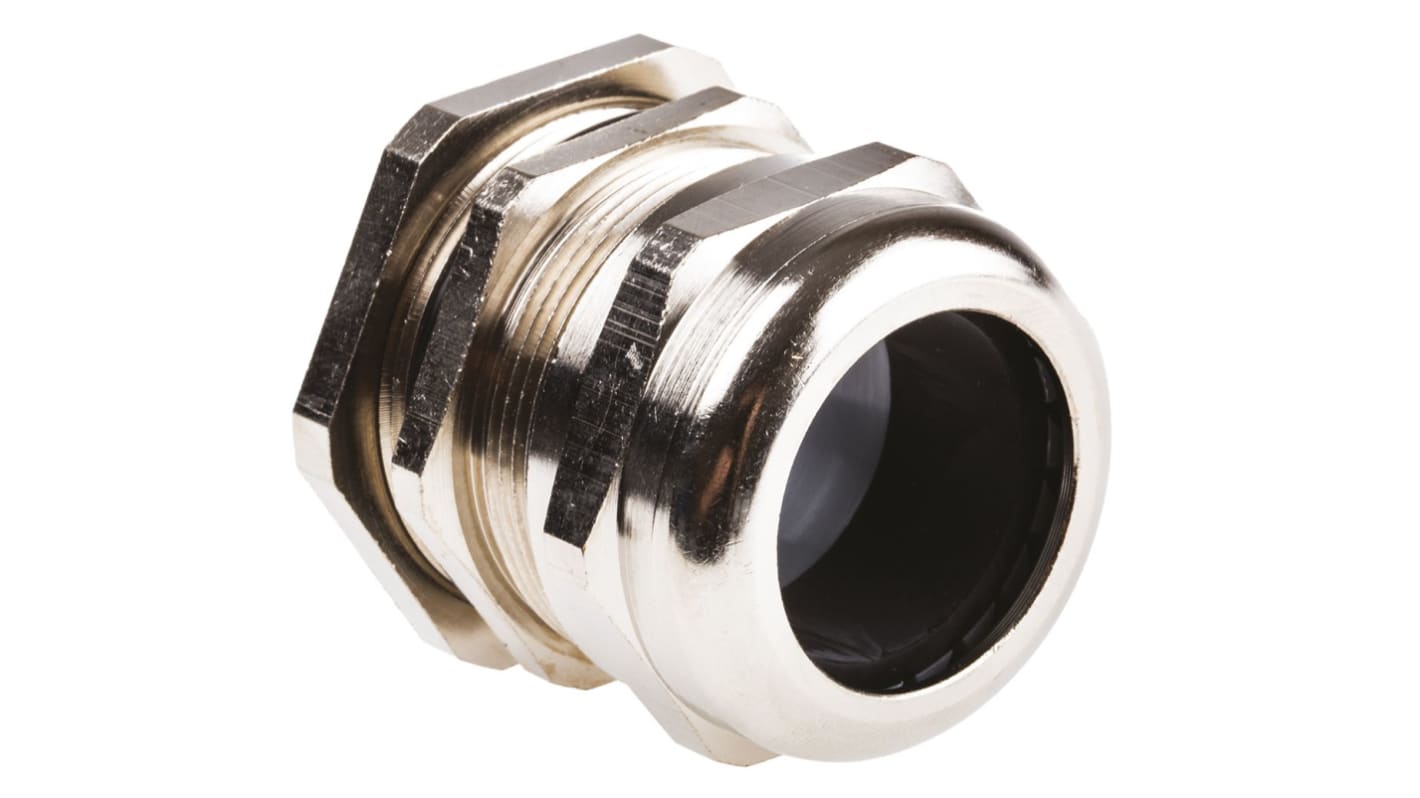 SIB SIB-TEC Series Metallic Nickel Plated Brass Cable Gland, M40 Thread, 15mm min., 27mm max., IP68