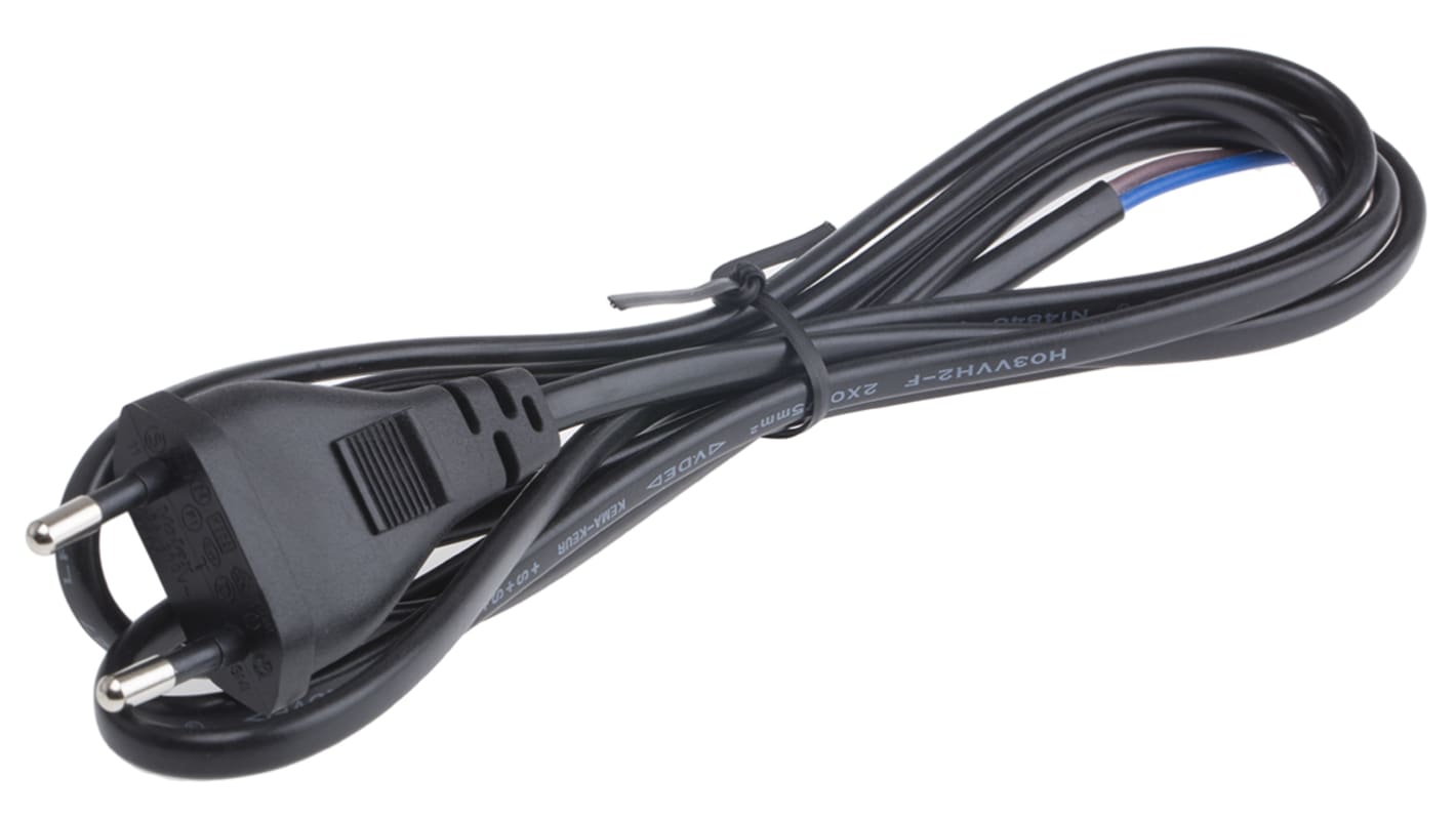RS PRO Konfektioniertes Stromkabel, 2,5 A, 1.8m Schwarz,  250 V