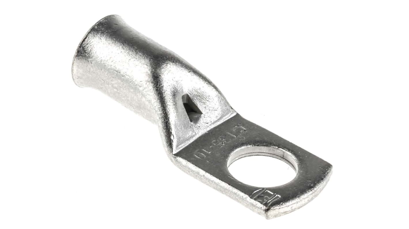 RS PRO Uninsulated Tubular Ring Terminal, M10 Stud Size to 35mm² Wire Size