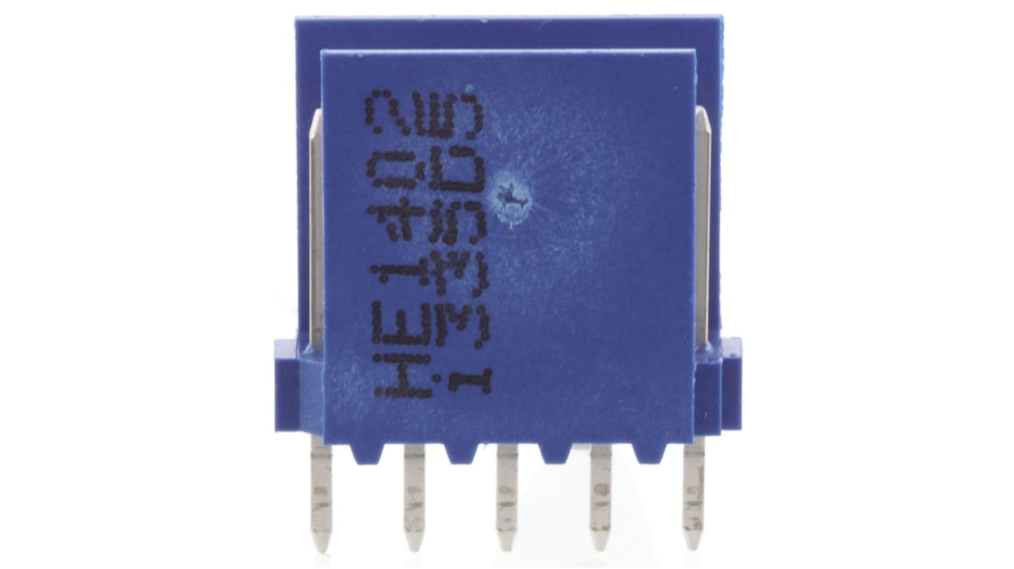 TE Connectivity AMPMODU HE14 Series Straight Through Hole PCB Header, 5 Contact(s), 2.54mm Pitch, 1 Row(s), Shrouded