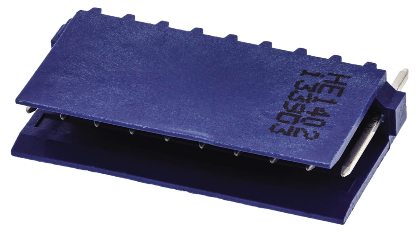 TE Connectivity 10p单排排针 直向线对板连接器, 2.54mm间距, THT安装, AMPMODU HE14系列