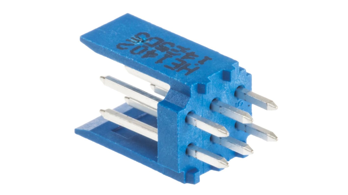 TE Connectivity AMPMODU HE14 Series Straight Through Hole PCB Header, 6 Contact(s), 2.54mm Pitch, 2 Row(s), Shrouded