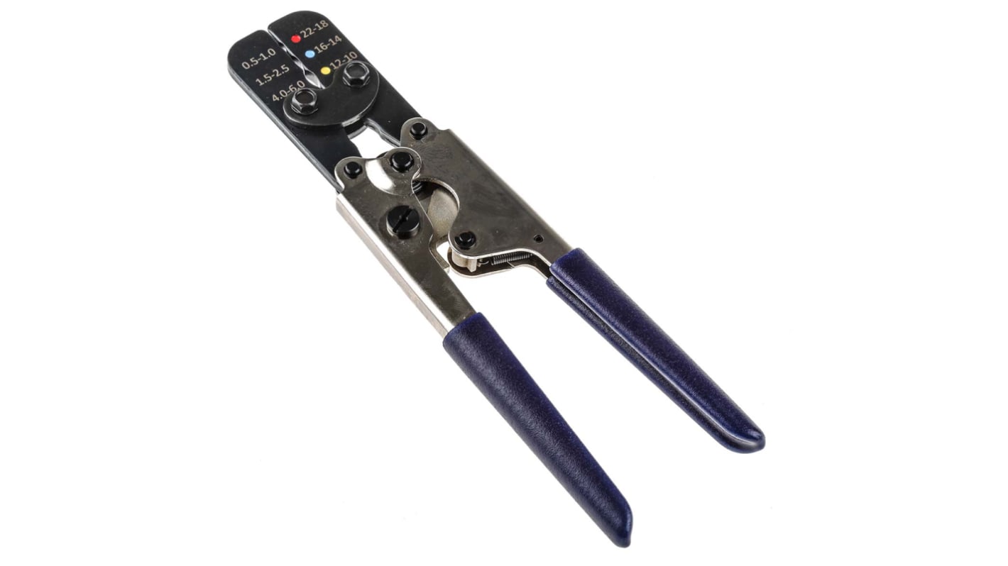 RS PRO Hand Crimpzange, 0.5 → 6mm² / 22 → 10AWG für Isolierte Flachstecker, 228 mm
