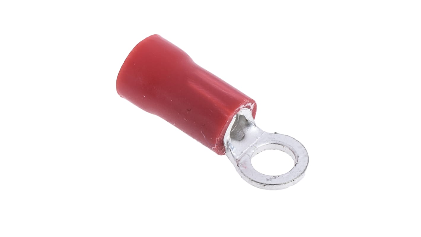 RS PRO Insulated Ring Terminal, M3 Stud Size, 0.5mm² to 1.5mm² Wire Size, Red