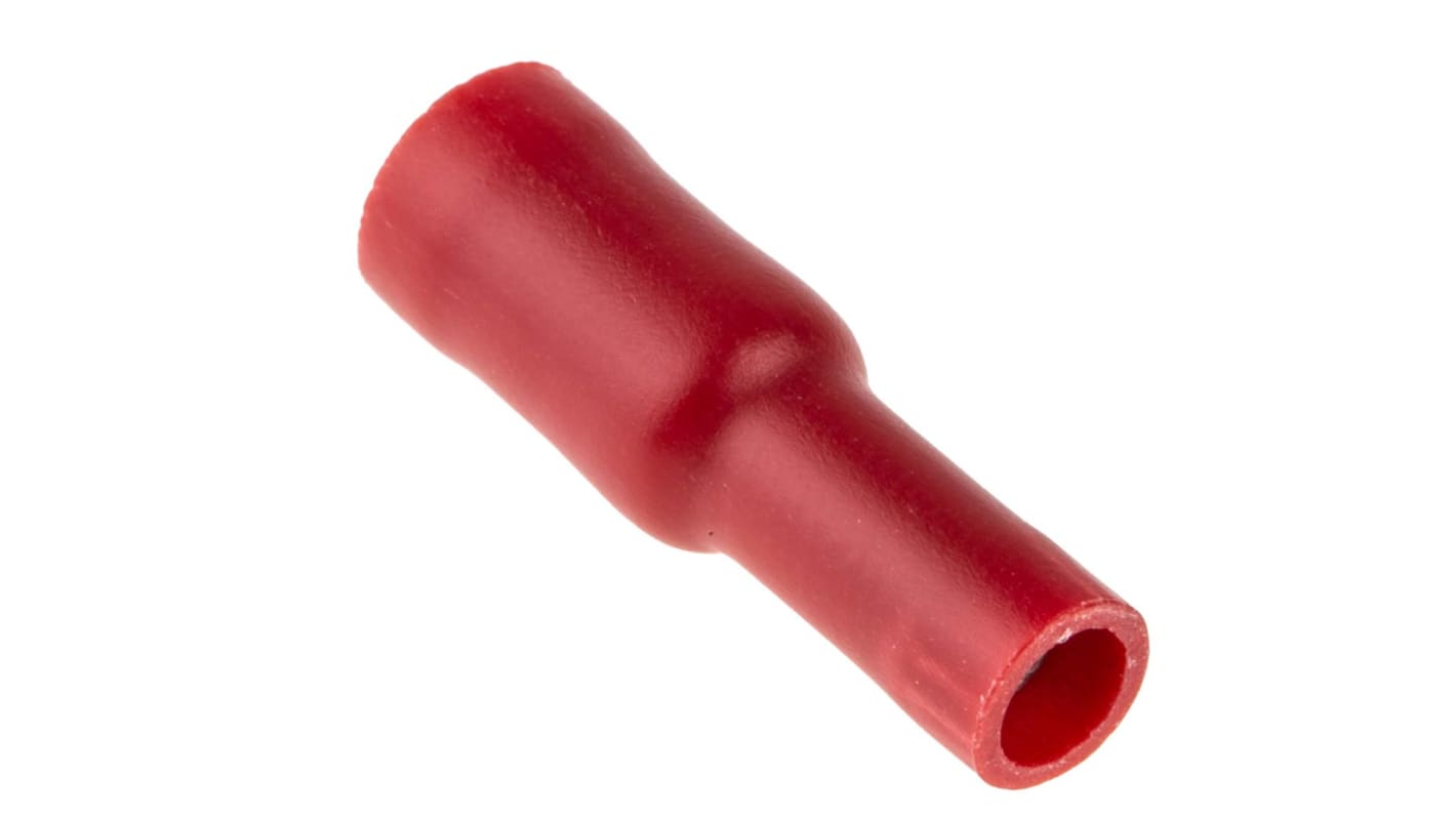 RS PRO Insulated, Red Crimp Bullet Connector, 0.5mm² to 1.5mm², 22AWG to 16AWG, 4mm Bullet diameter Female
