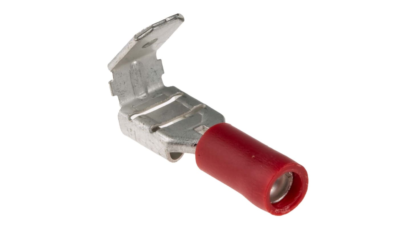 RS PRO Red Insulated Female Spade Connector, Piggyback Terminal, 6.35 x 0.8mm Tab Size, 0.5mm² to 1.5mm²