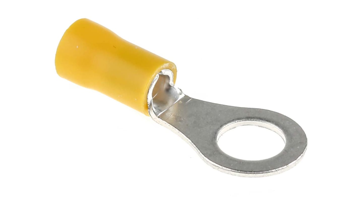 RS PRO Insulated Ring Terminal, M8 Stud Size, 2.5mm² to 6mm² Wire Size, Yellow