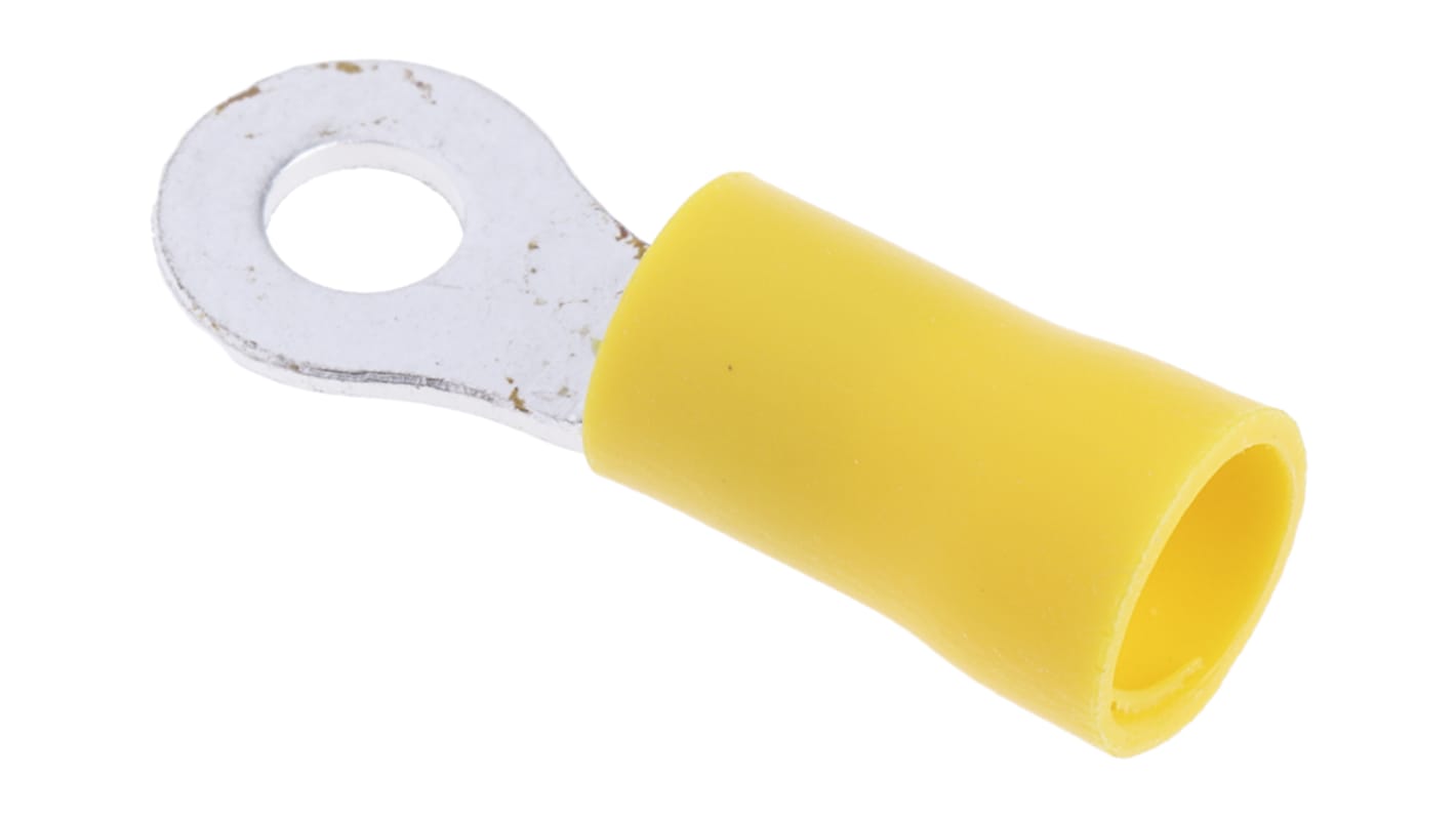RS PRO Insulated Ring Terminal, M4 Stud Size, 2.5mm² to 6mm² Wire Size, Yellow