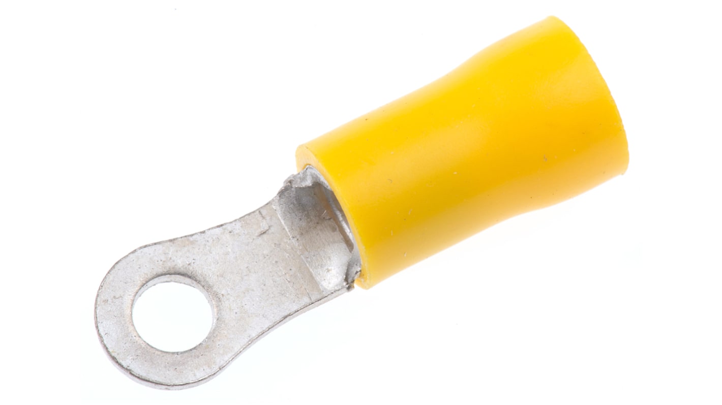 RS PRO Insulated Crimp Ring Terminal, M3.5 Stud Size, 2.5mm² to 6mm² Wire Size, Yellow