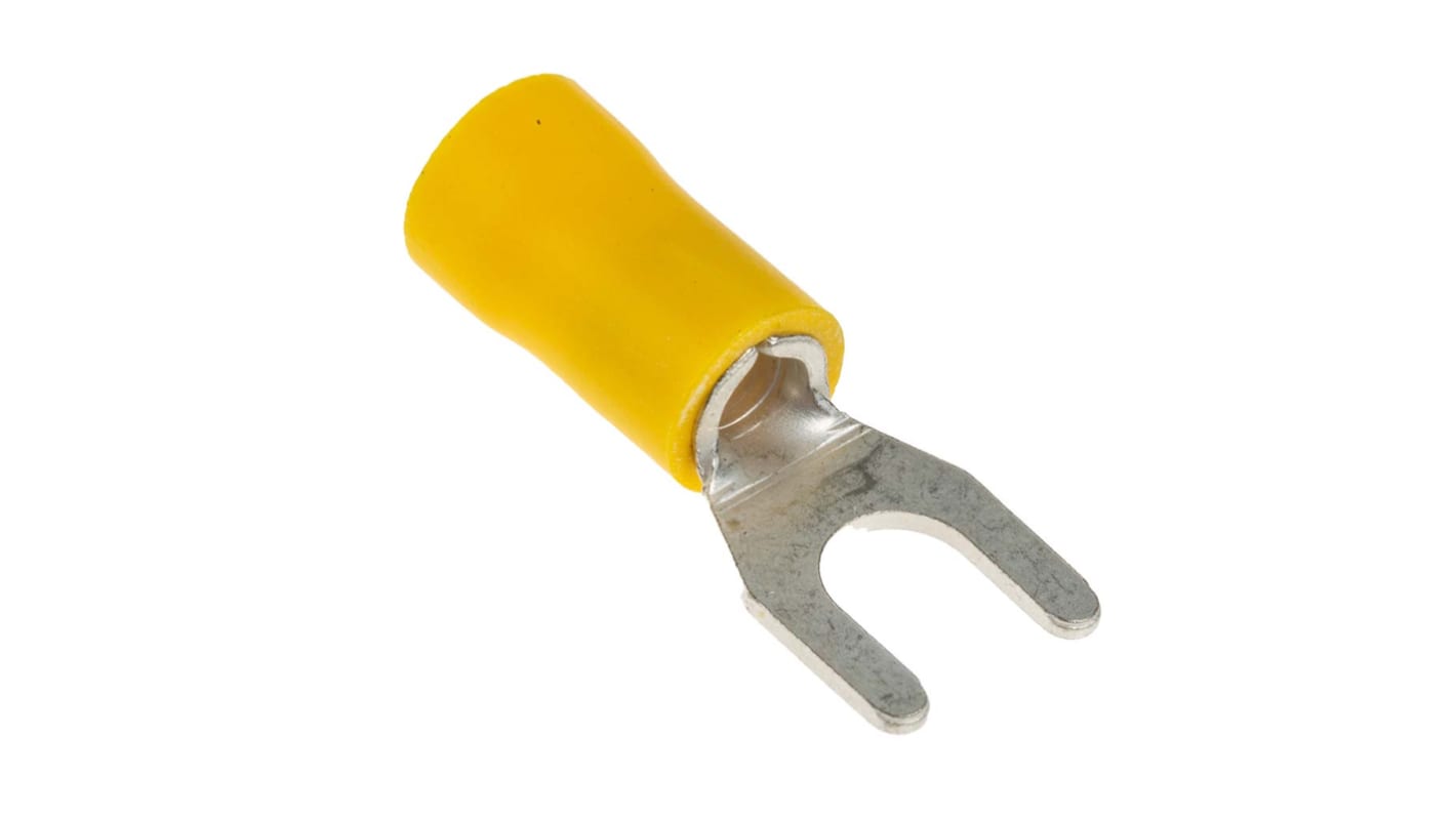 RS PRO 绝缘U型端子, M5螺栓, 线规2.5mm²至6mm², 黄色, 9.5mm宽, 1mm厚, 镀锡触点