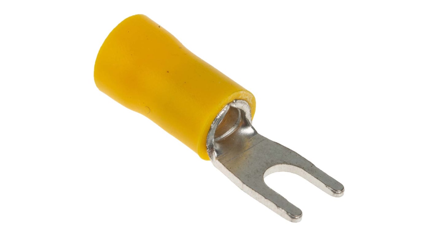 RS PRO Insulated Crimp Spade Connector, 2.5mm² to 6mm², 12AWG to 10AWG, M4 Stud Size Vinyl, Yellow