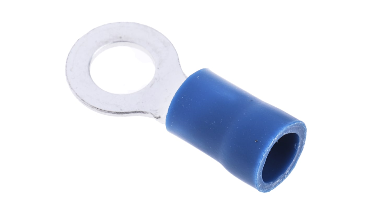 RS PRO 绝缘铜线鼻子, Φ5.3mm内环, M5螺栓, 2.5mm²线规, 蓝色至+75°C