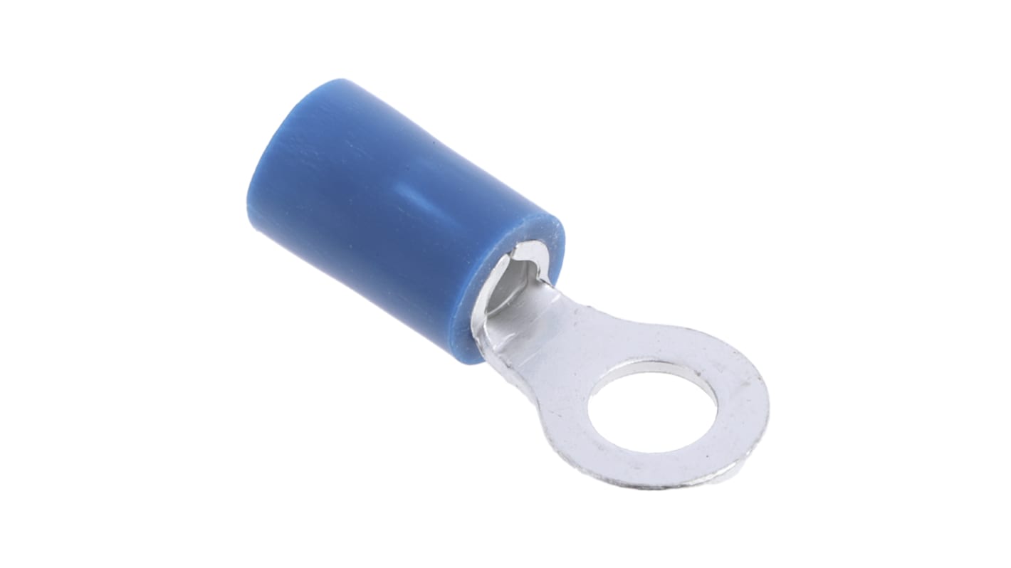 RS PRO 绝缘铜线鼻子, Φ4.16mm内环, M4螺栓, 2.5mm²线规, 蓝色至+75°C