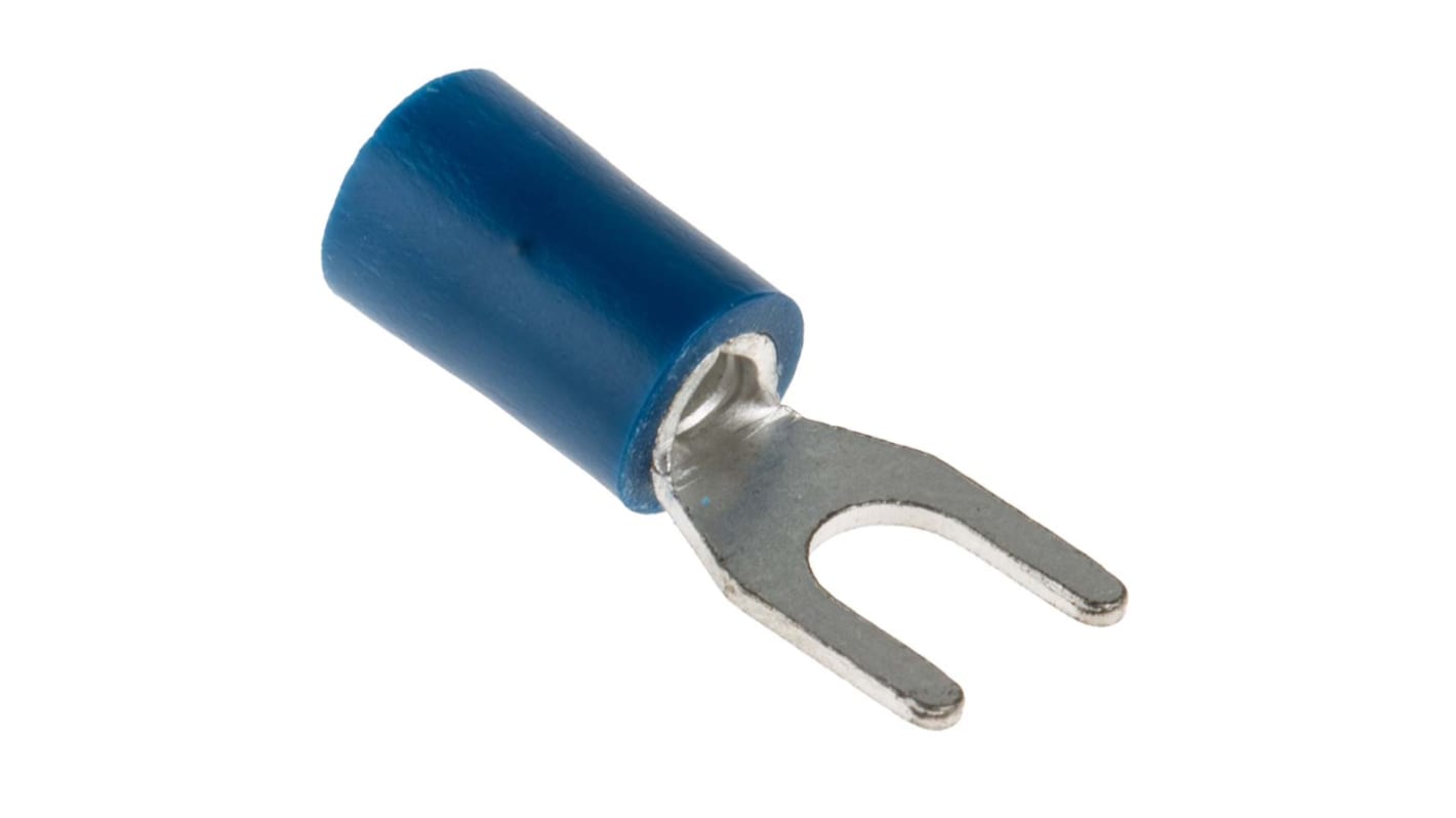RS PRO 绝缘U型端子, M4螺栓, 线规1.5mm²至2.5mm², 蓝色, 7.2mm宽, 0.8mm厚, 镀锡触点