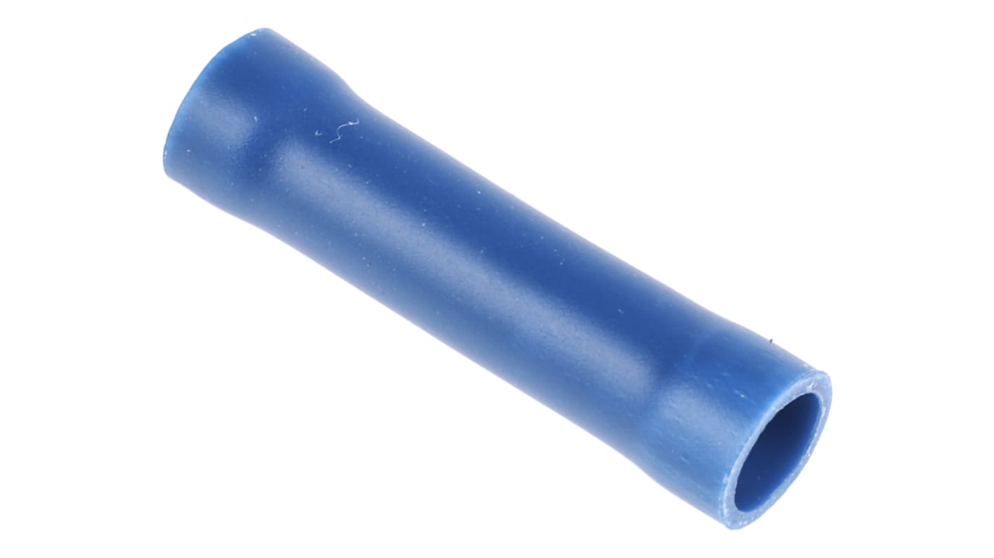 RS PRO Butt Splice Connector, Blue, Insulated, Tin 16 → 14 AWG