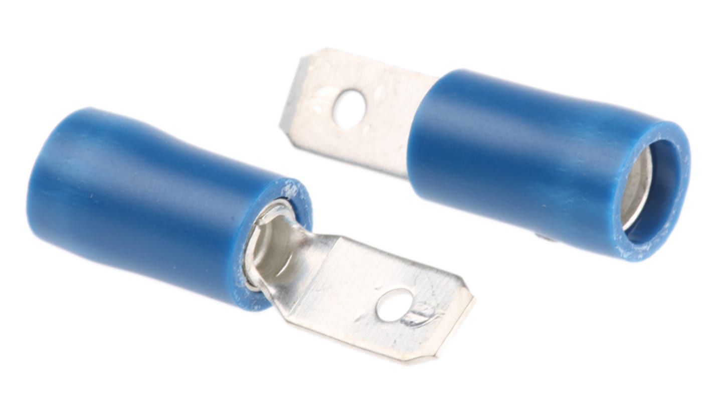 RS PRO Blue Insulated Male Spade Connector, Tab, 4.75 x 0.5mm Tab Size, 1.5mm² to 2.5mm²