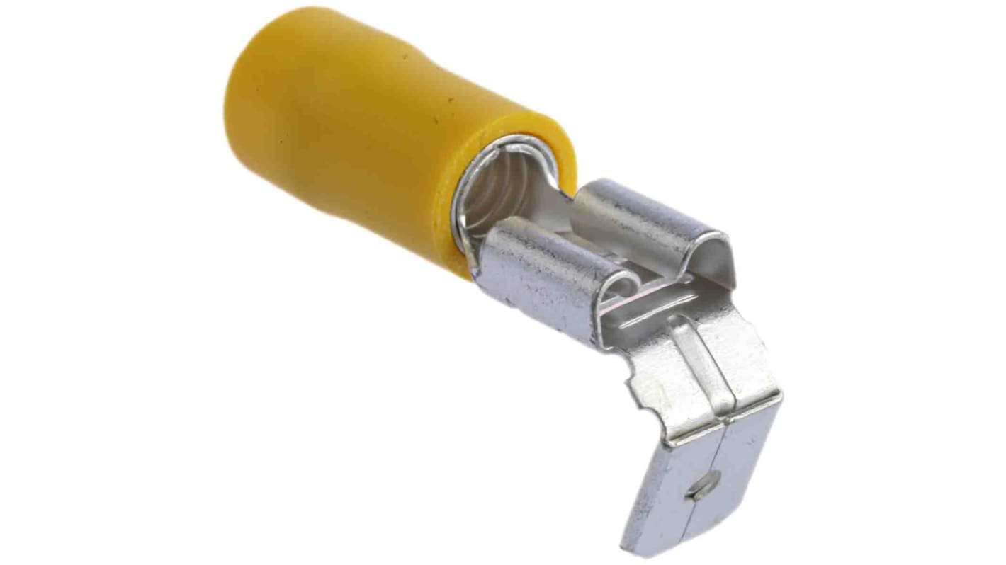 RS PRO Yellow Insulated Female Spade Connector, Piggyback Terminal, 6.35 x 0.8mm Tab Size, 2.5mm² to 6mm²