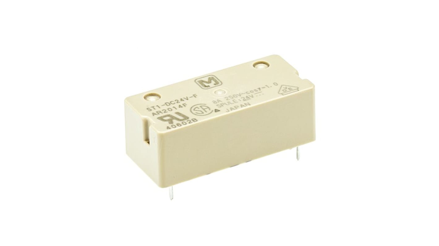 Panasonic DPST Non-Latching Relay PCB Mount, 24V dc Coil, 8 A