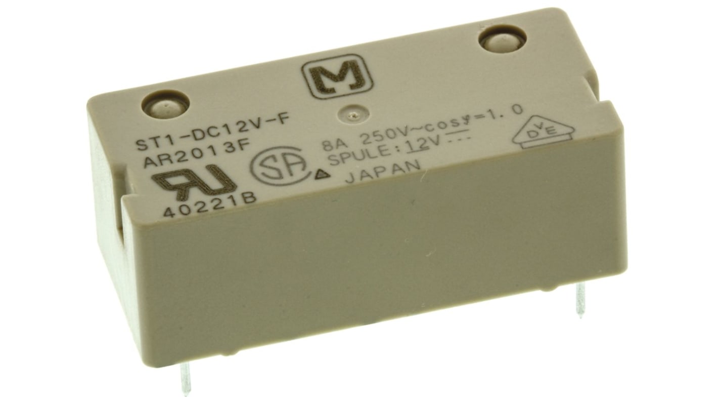 Relé de potencia sin enclavamiento Panasonic, bobina 12V dc, 8A, Montaje en PCB
