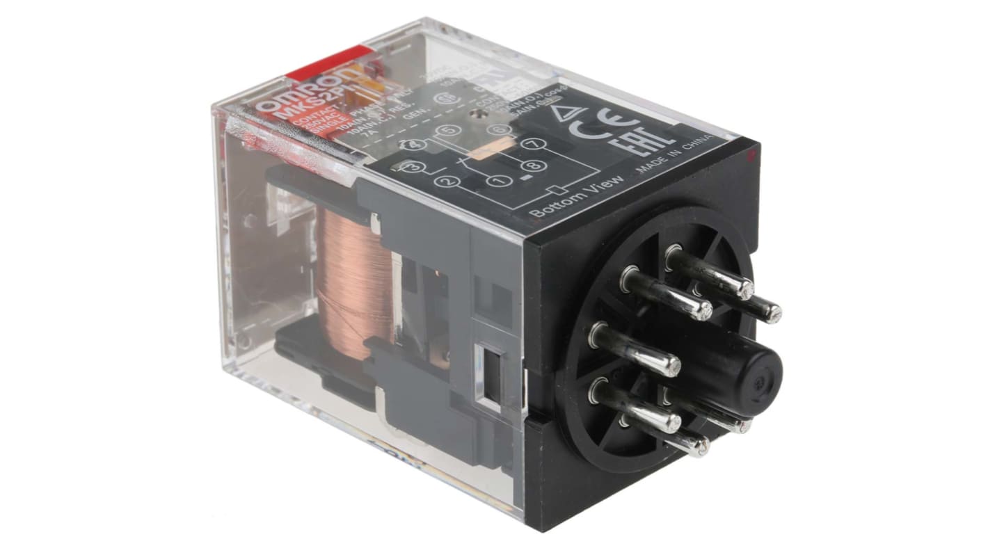 Omron Plug In Power Relay, 230V ac Coil, 10A Switching Current, DPDT