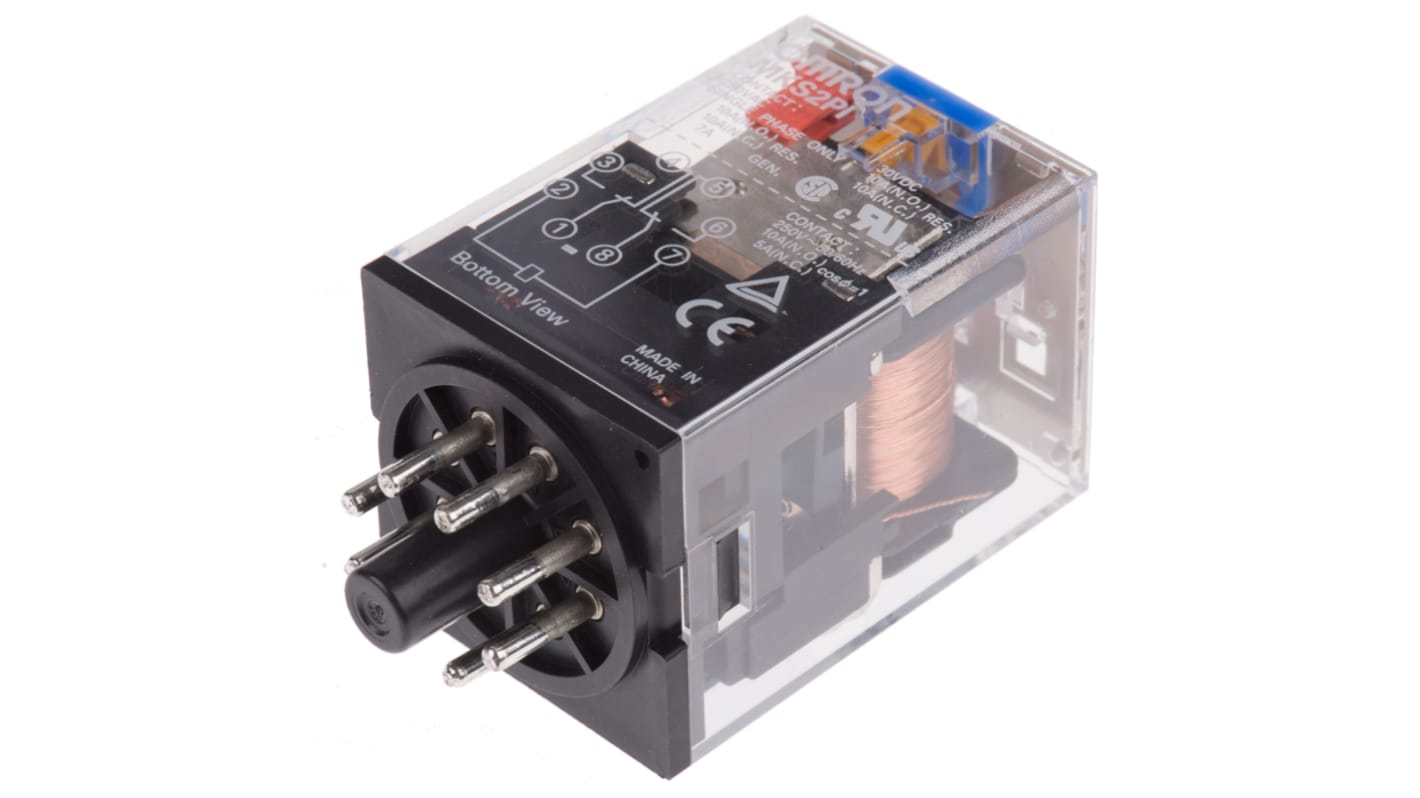 Omron Plug In Power Relay, 12V dc Coil, 10A Switching Current, DPDT