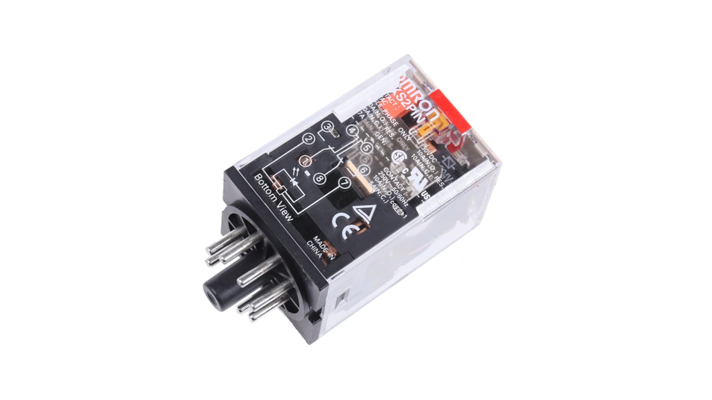 Omron Plug In Latching Power Relay, 24V ac Coil, 10A Switching Current, DPDT