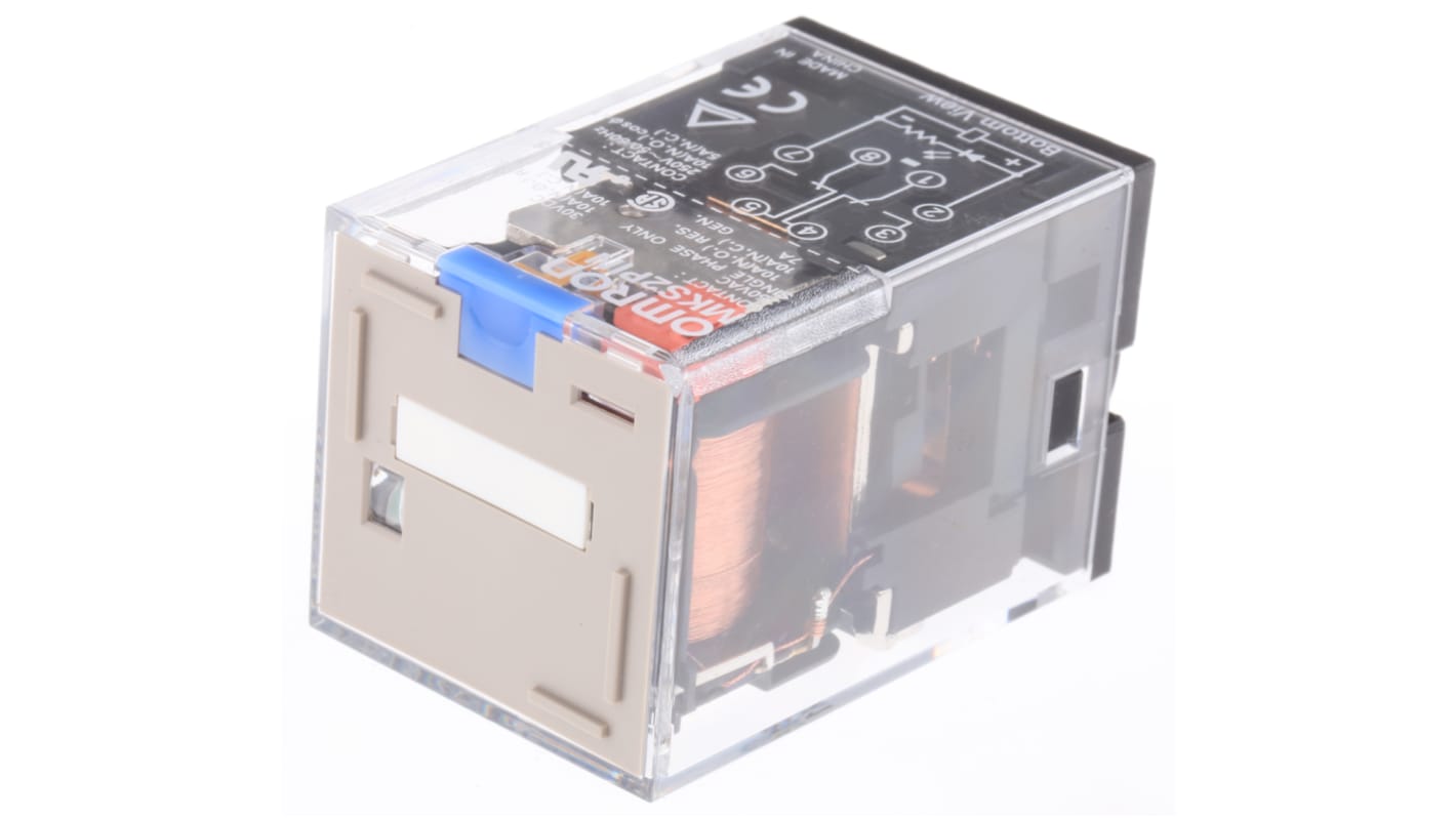 Omron Plug In Relay, 24V dc Coil, 10A Switching Current, DPDT