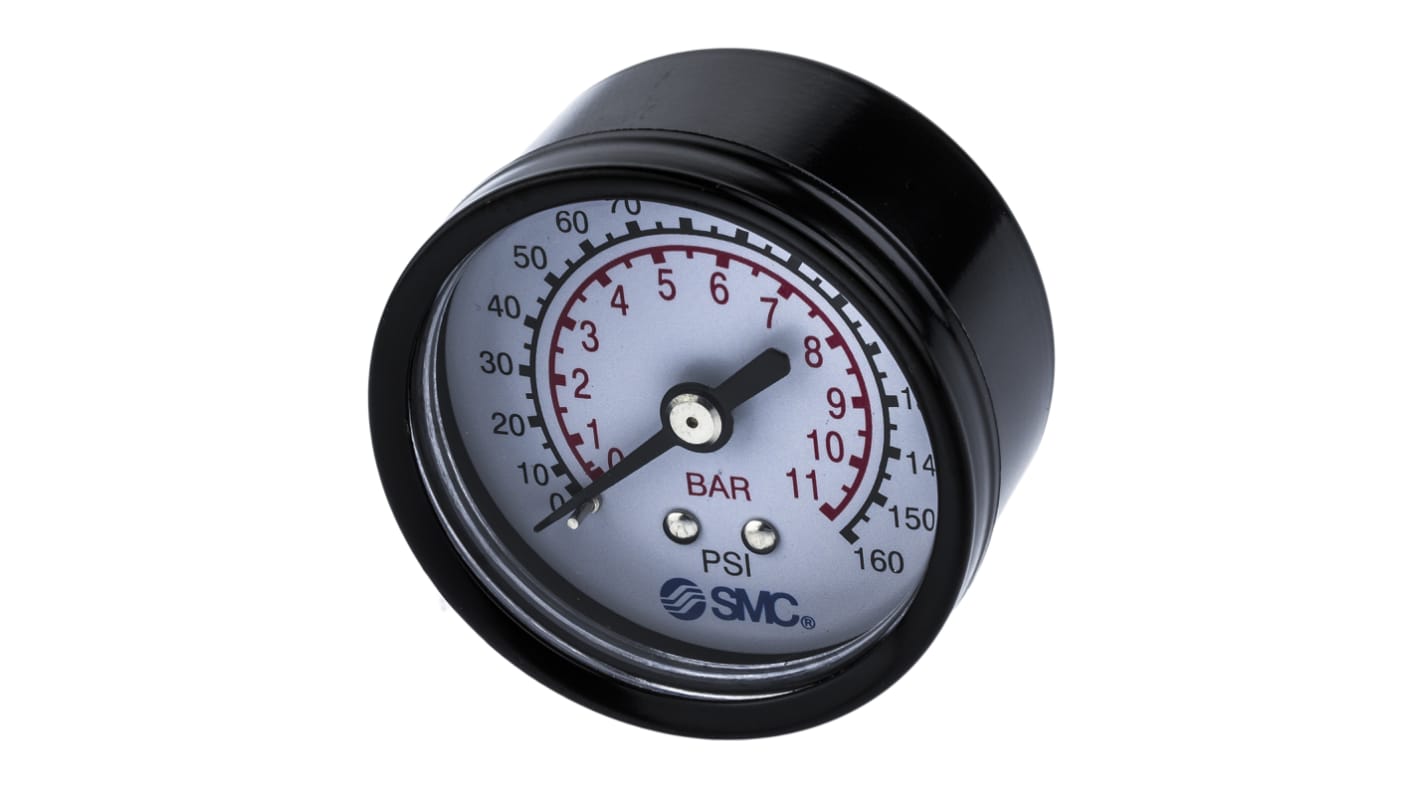 SMC Analogue Pressure Gauge 10bar Back Entry 50mm Outside Diameter, UKAS