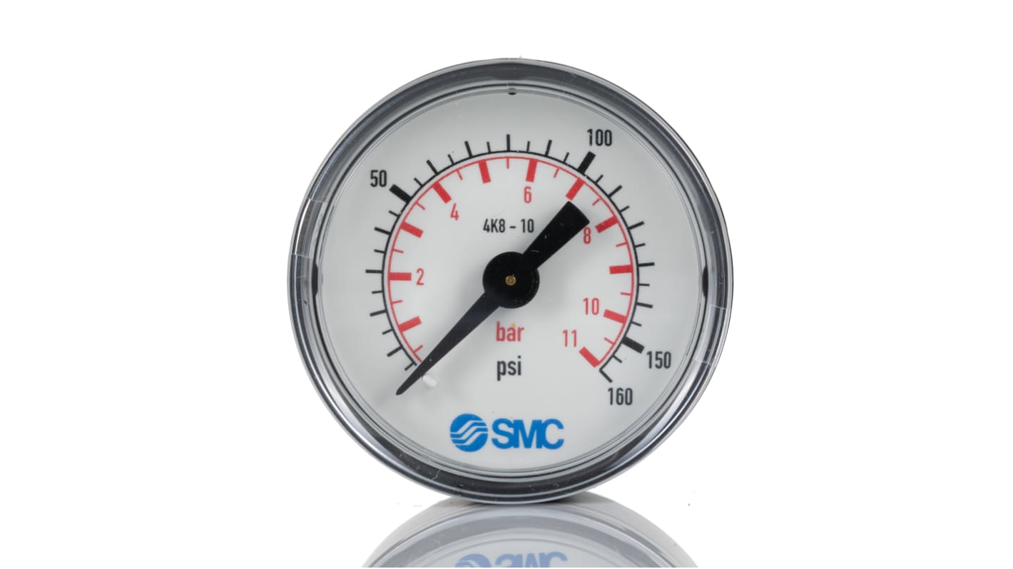 SMC Analogue Pressure Gauge 10bar Back Entry 43mm Outside Diameter