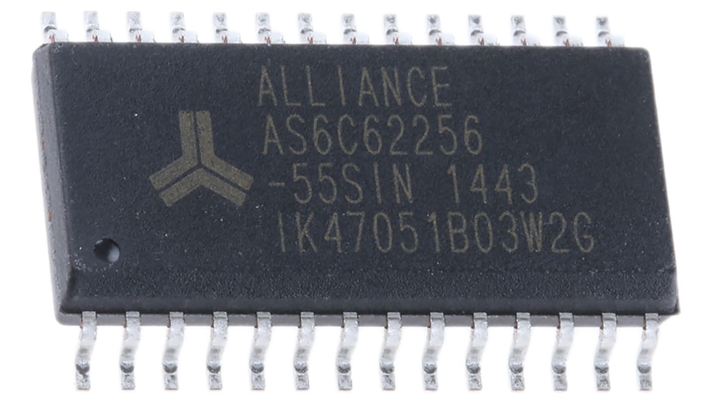 SRAM 256kbit Montaż powierzchniowy 28 -pinowy 32k x 8 bitów SOP, Od 2,7 V do 5,5 V